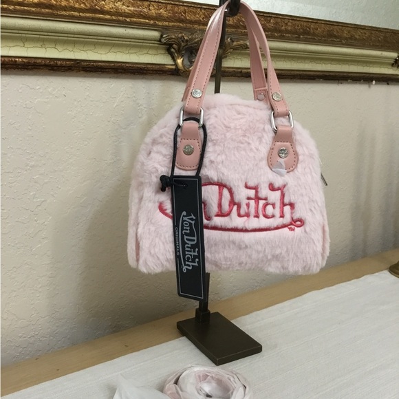 Von Dutch Soft Pink Faux Fur Mini Bag